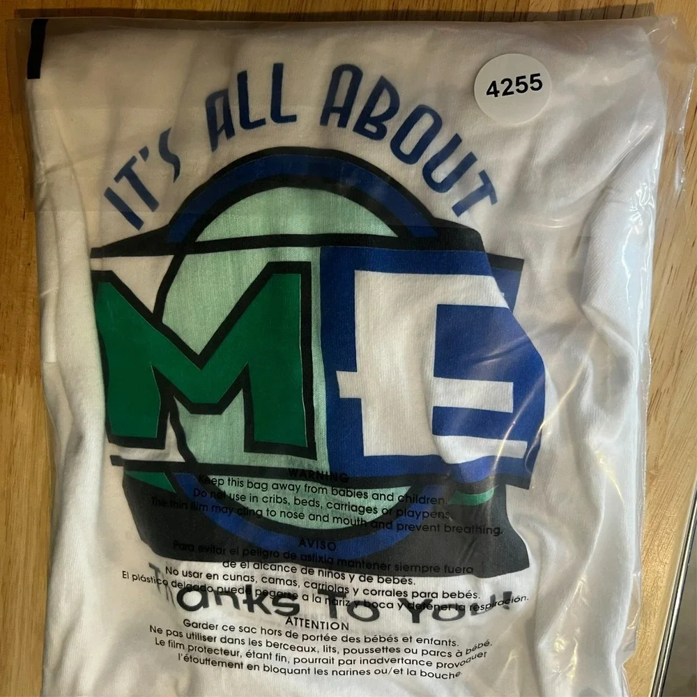 Vtg 90s Fruit of the Loom Its All About‎ Me Thanks to You Print Adult XL